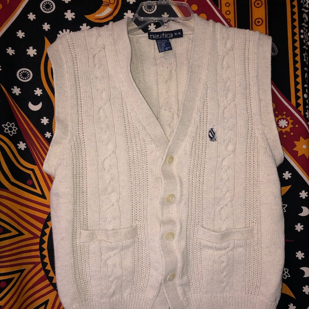 Nautica Cream Button Sweatervest